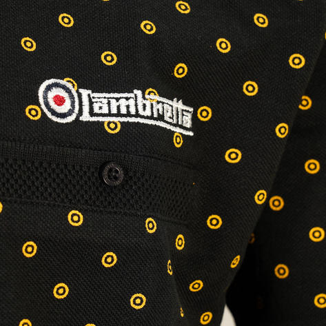 Lambretta Premium Target Print Pique Polo Black Thumbnail 3