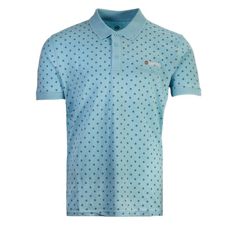 Lambretta Premium Target Print Pique Polo Sky Blue Thumbnail 1