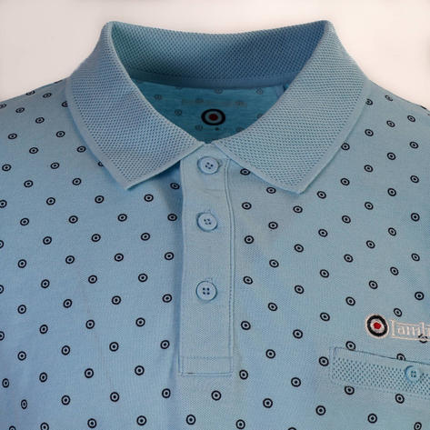 Lambretta Premium Target Print Pique Polo Sky Blue Thumbnail 2