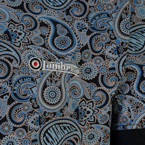 Lambretta Plain Collar Paisley Print Polo Shirt Navy Thumbnail 3