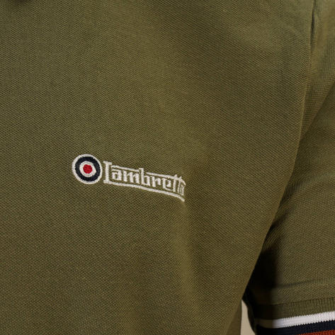 Lambretta Target Logo Tri-Tipped Polo Shirt Khaki Thumbnail 3