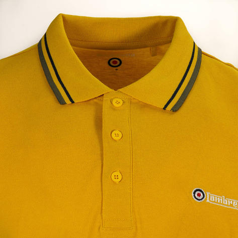 Lambretta Target Logo Twin-Tipped Polo Shirt Yellow Thumbnail 2