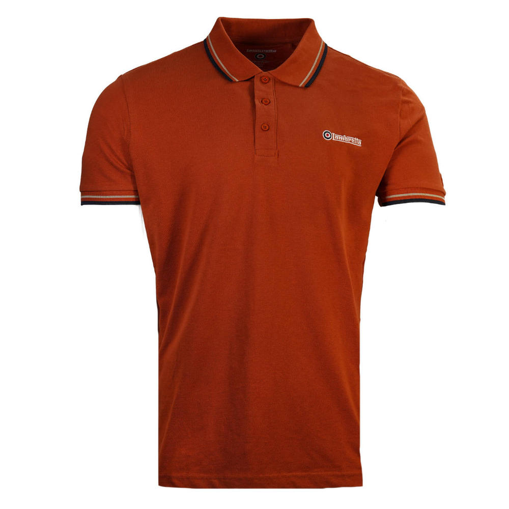 Lambretta Target Logo Twin-Tipped Polo Shirt Brick