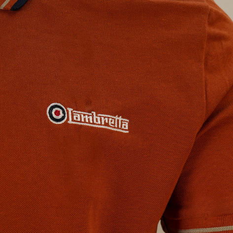 Lambretta Target Logo Twin-Tipped Polo Shirt Brick Thumbnail 3