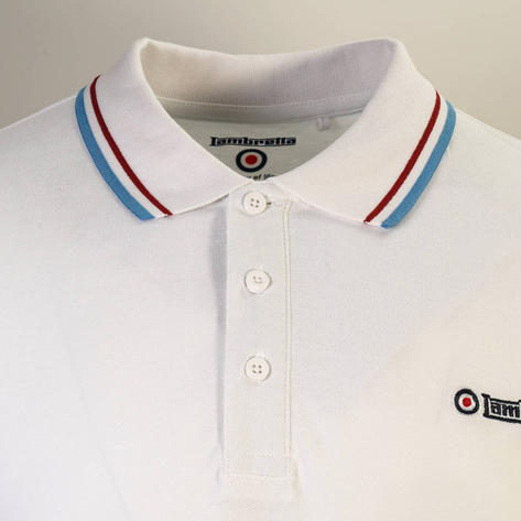 Lambretta Target Logo Twin-Tipped Polo Shirt White Thumbnail 2