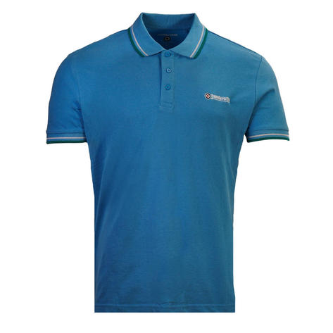 Lambretta Target Logo Twin-Tipped Polo Shirt Azure Thumbnail 1