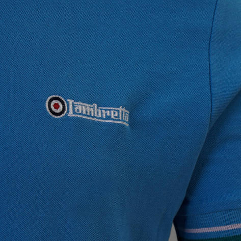 Lambretta Target Logo Twin-Tipped Polo Shirt Azure Thumbnail 3