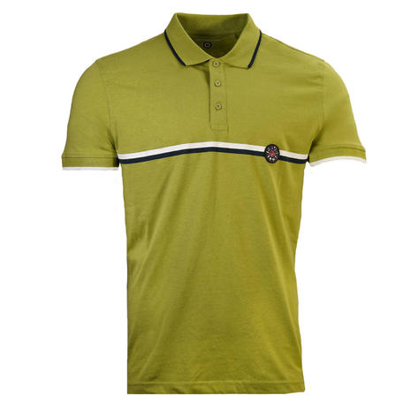 Lambretta Hori Stripe Patched Polo Shirt Green Thumbnail 1