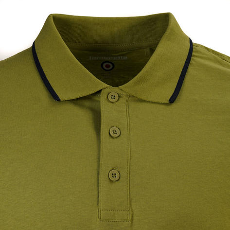 Lambretta Hori Stripe Patched Polo Shirt Green Thumbnail 2