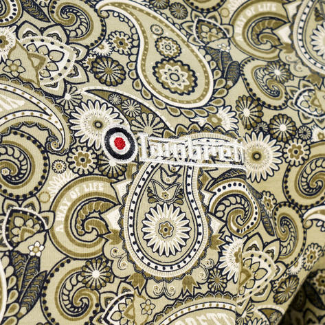 Lambretta Plain Collar Paisley Print Polo Shirt Sage Thumbnail 3