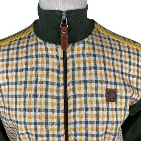 Trojan Records Gingham Panel Stripe Sleeve Track Top Olive Thumbnail 2