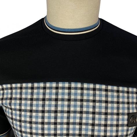 Trojan Records Gingham Panel Tipped T-Shirt Black Thumbnail 2