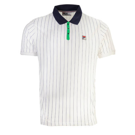 Fila Classic Vintage BB1 Striped Polo Shirt White Thumbnail 1