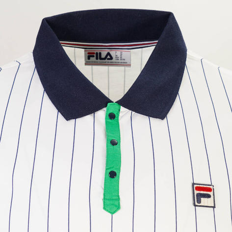 Fila Classic Vintage BB1 Striped Polo Shirt White Thumbnail 2