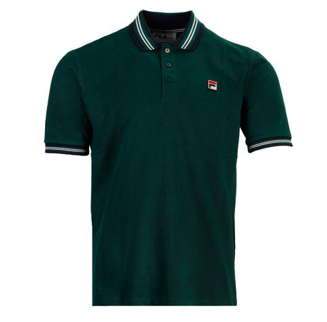 Fila Bold Tipped Pique Polo Shirt Dark Green