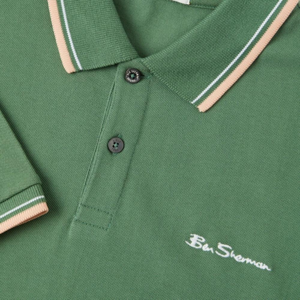 Ben Sherman Tipped Pique Polo Shirt Green