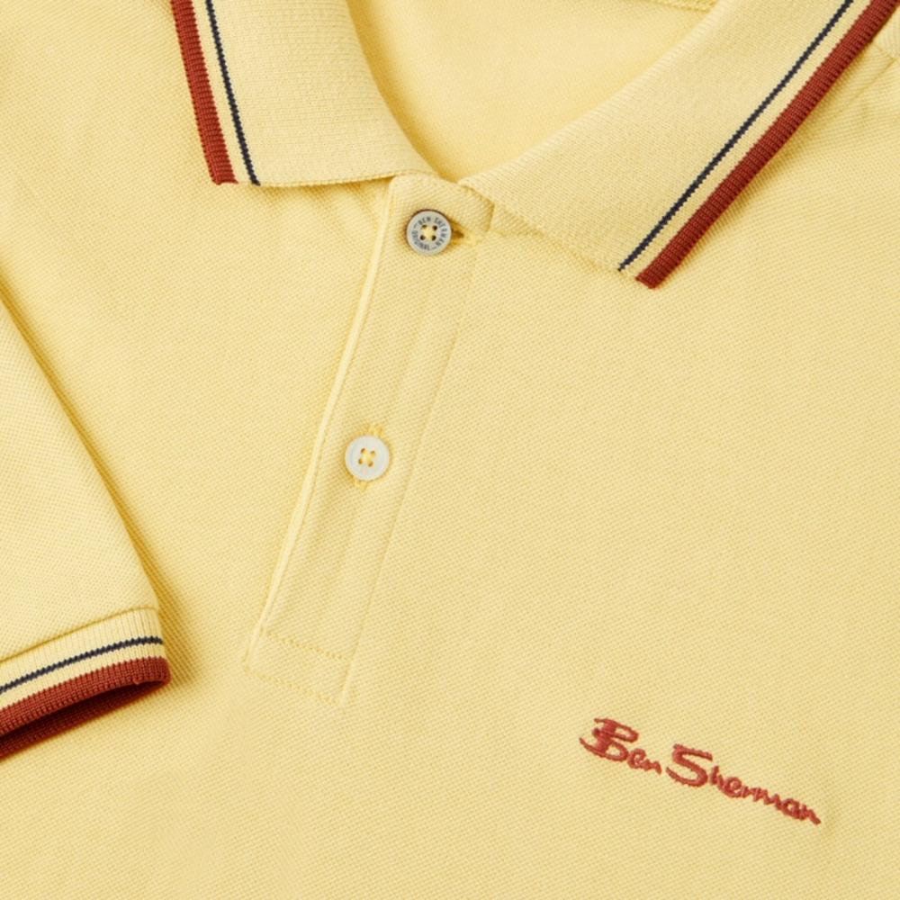 Ben Sherman Tipped Pique Polo Shirt Lemon