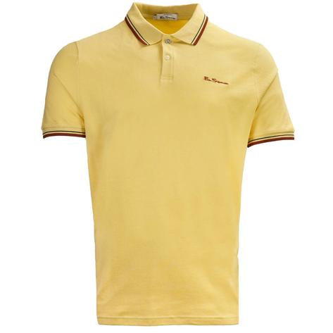 Ben Sherman Tipped Pique Polo Shirt Lemon Thumbnail 2