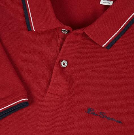 Ben Sherman Tipped Pique Polo Shirt Red