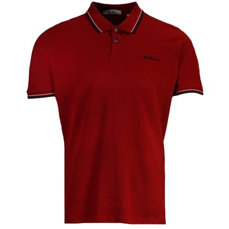 Ben Sherman Tipped Pique Polo Shirt Red Thumbnail 2