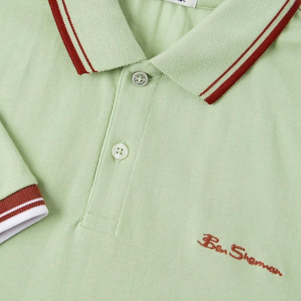 Ben Sherman Tipped Pique Polo Shirt Sage