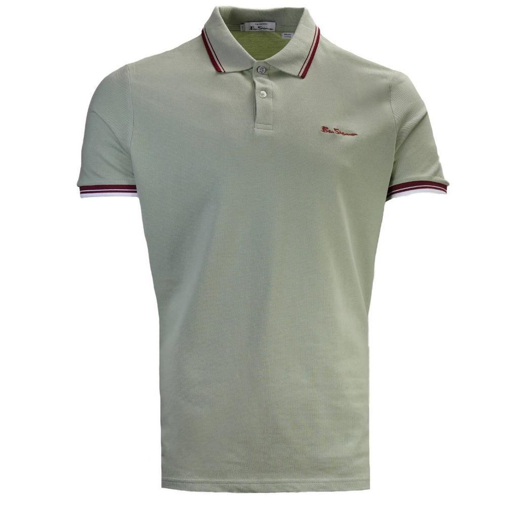 Ben Sherman Tipped Pique Polo Shirt Sage