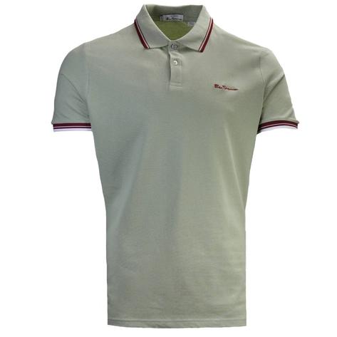 Ben Sherman Tipped Pique Polo Shirt Sage Thumbnail 2