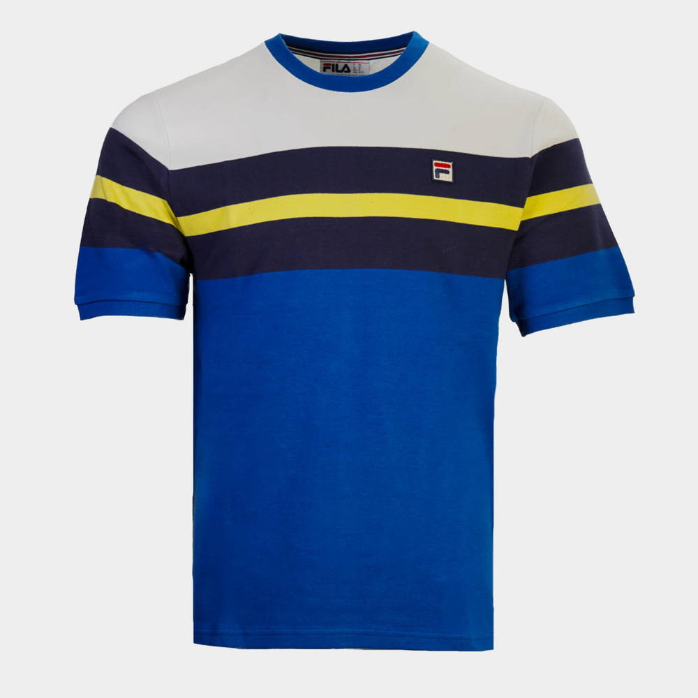 Fila Colour Block Stripe T Shirt Bright Blue