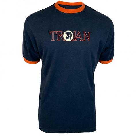 Trojan Records Outline Print Logo T-Shirt Navy