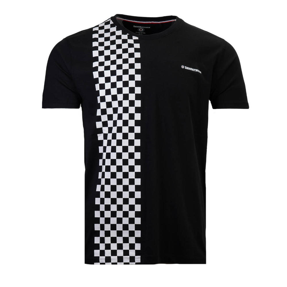 Lambretta Two Tone Checker Stripe T Shirt Black