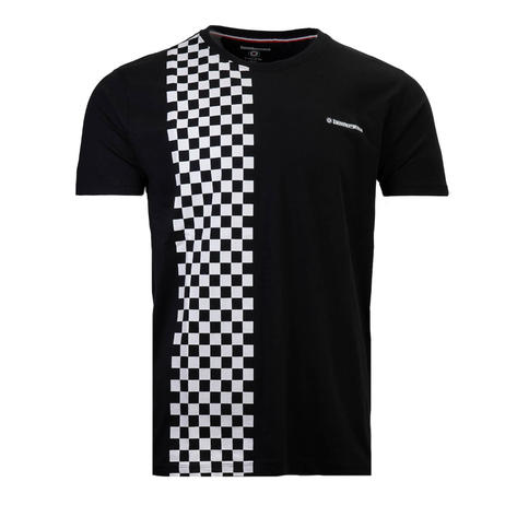 Lambretta Two Tone Checker Stripe T Shirt Black Thumbnail 1