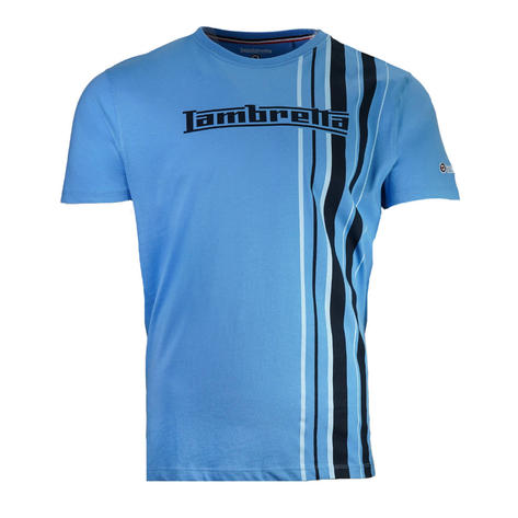 Lambretta Racing Stripe T Shirt Azure Blue Thumbnail 1