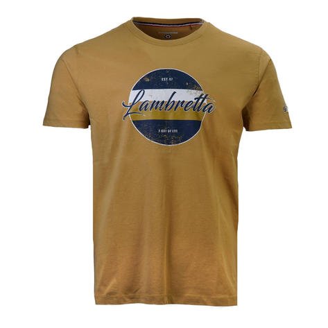 Lambretta Vintage Print T Shirt Sand Thumbnail 1