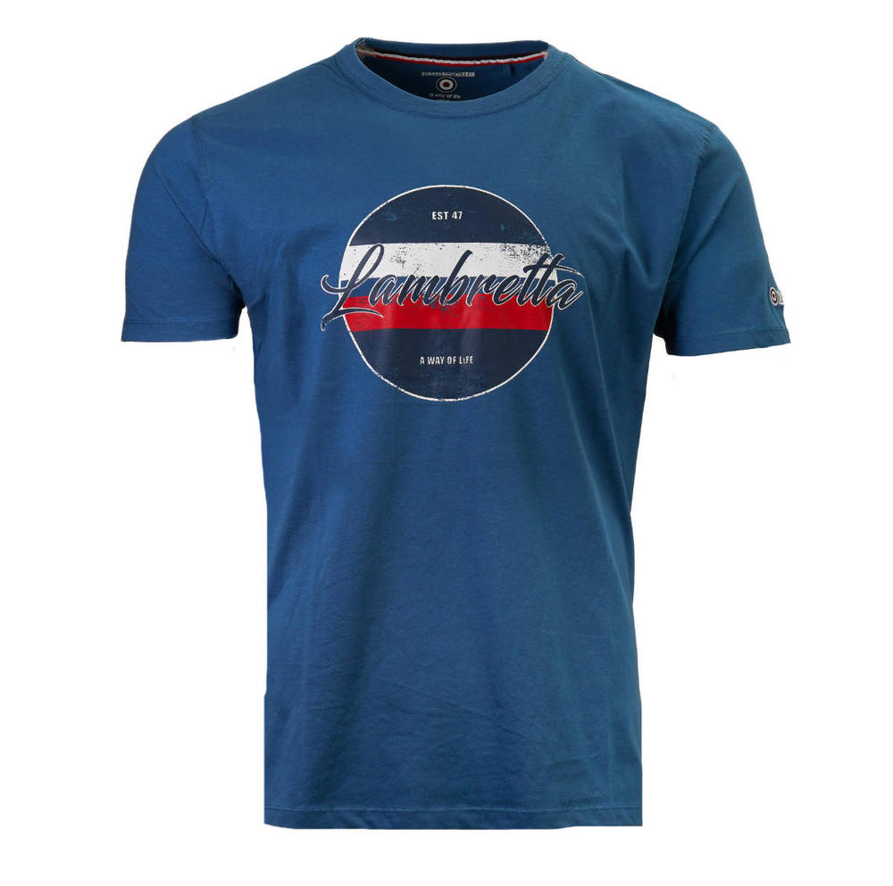 Lambretta Vintage Print T Shirt Blue