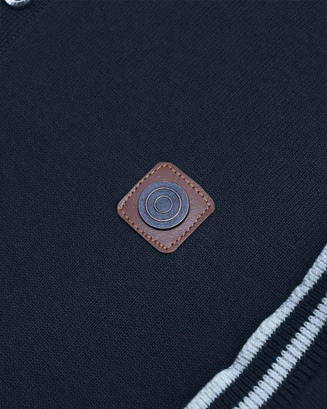 Lambretta Fine Gauge Knit Tipped Polo Navy Blue Thumbnail 5