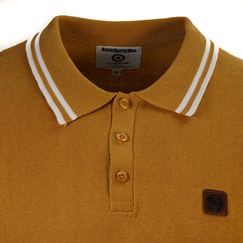 Lambretta Fine Gauge Knit Tipped Polo Sand Thumbnail 2