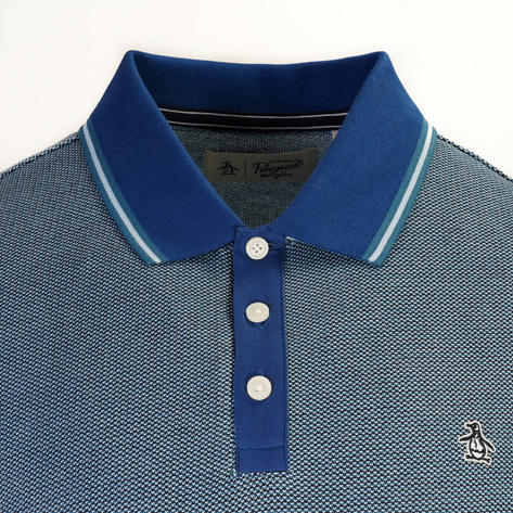 Original Penguin Birdseye Two Tone Polo Shirt Cobalt Blue Thumbnail 2