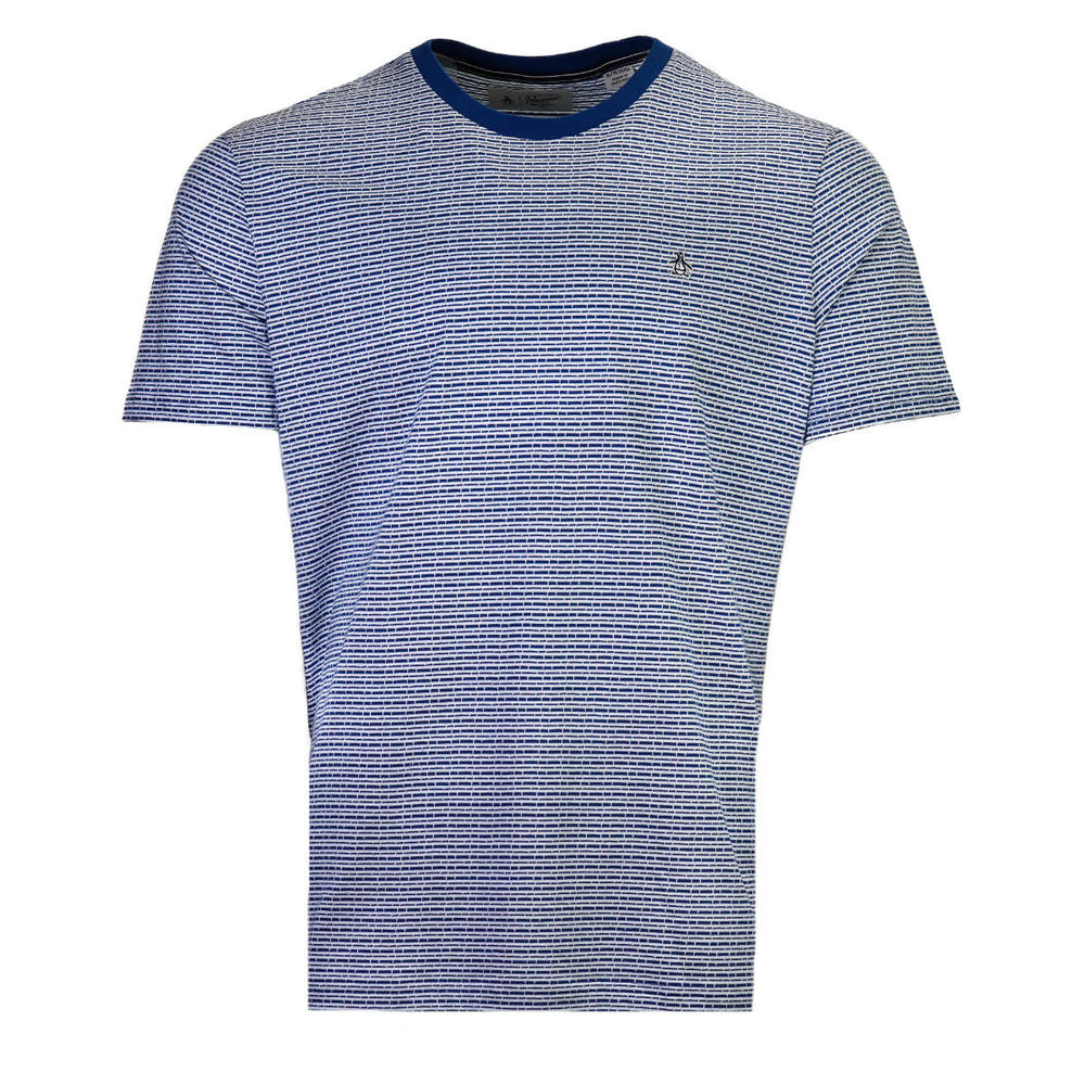 Original Penguin Double Knit Retro Stripe T Shirt Blue