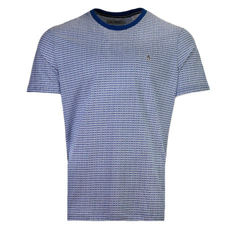 Original Penguin Double Knit Retro Stripe T Shirt Blue