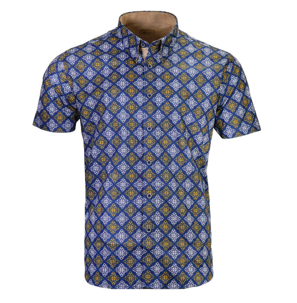 Gabicci Vintage Retro Print Shirt Navy