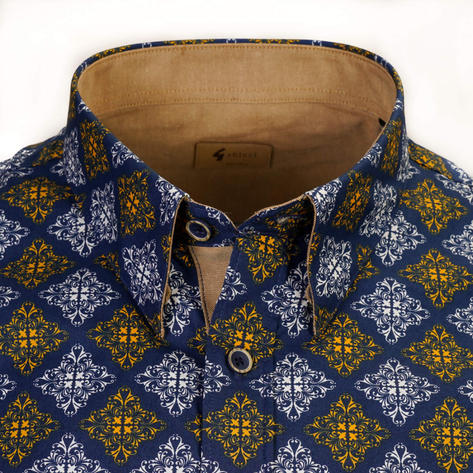 Gabicci Vintage Retro Print Shirt Navy Thumbnail 2