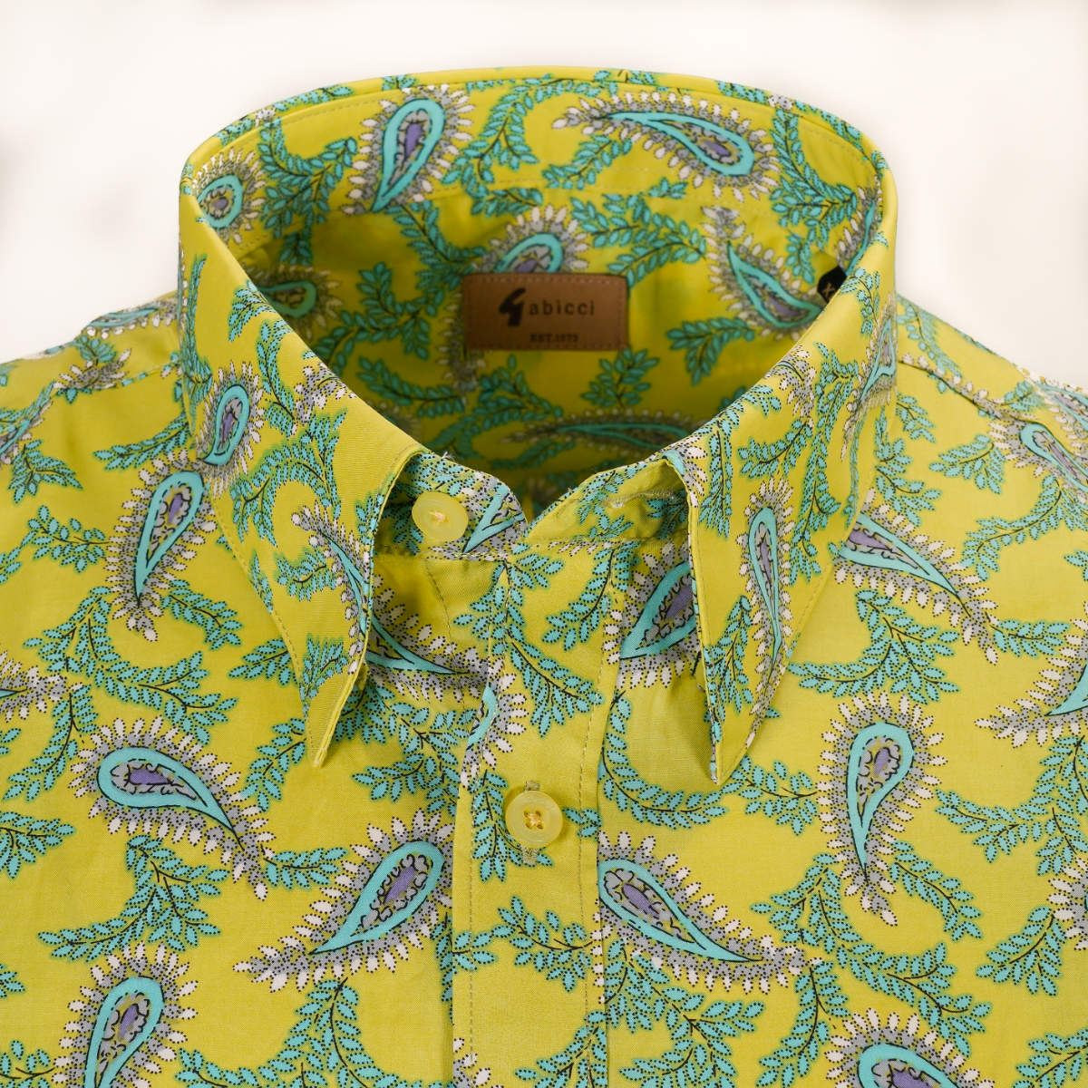 Gabicci Vintage Paisly Floral Print Shirt Lime Green | Adaptor Clothing