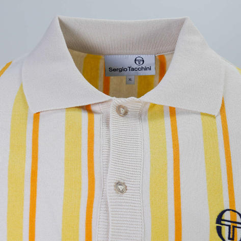 Sergio Tacchini Fine Gauge Knit Cardigan Polo Off White / Lemon Thumbnail 2