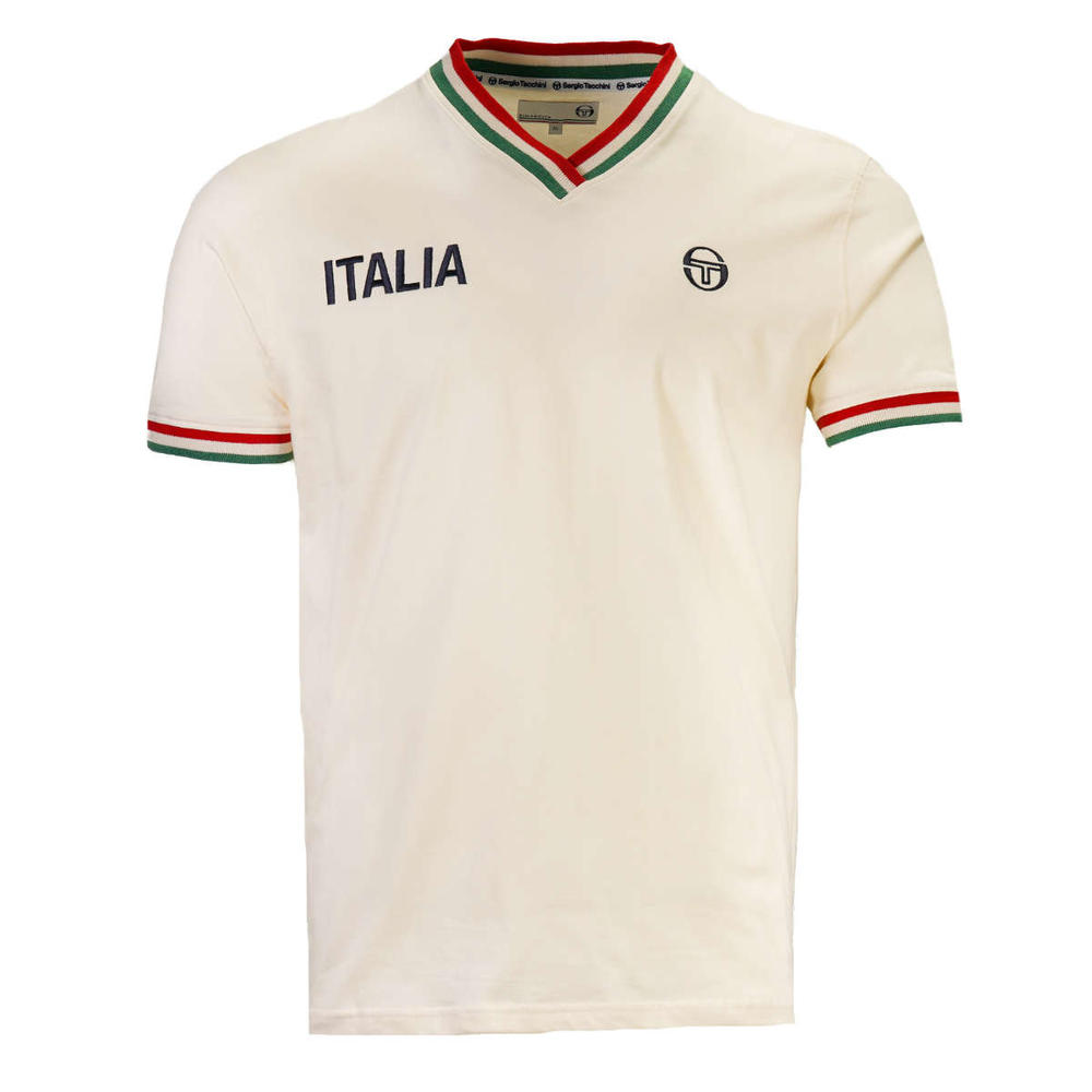 Sergio Tacchini Italia V Neck T Shirt Off White