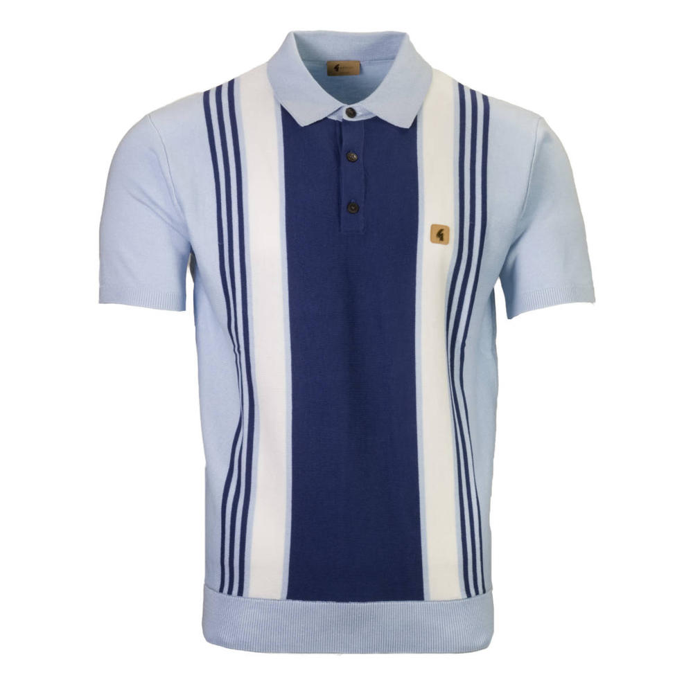 Gabicci Vintage Multi Stripe 3 Button Polo Sky