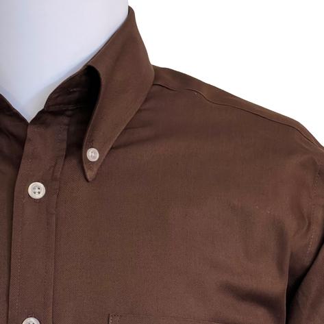 Adaptor Clothing Oxford Long Sleeve Button Down Shirt Brown Thumbnail 3