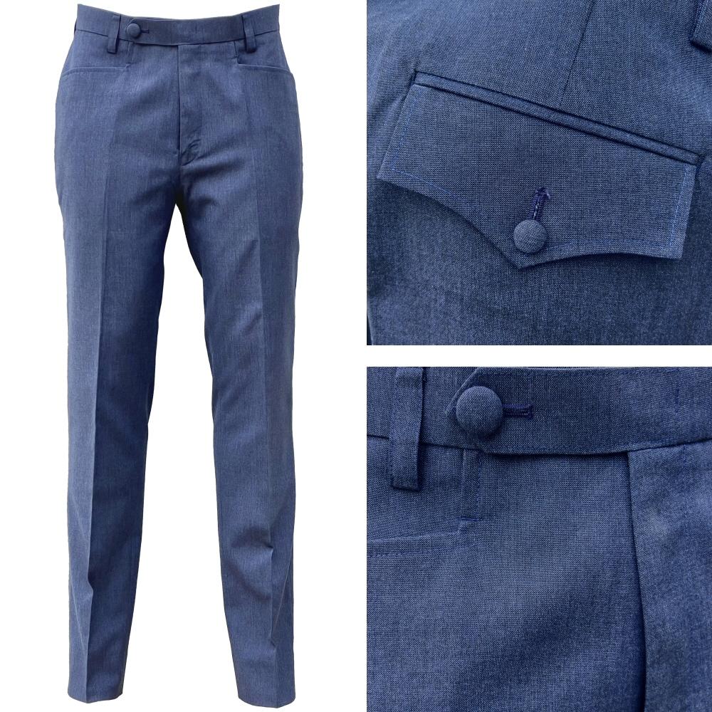 Adaptor Clothing Frogmouth Pocket Texture Plain Trouser BLUE Grey