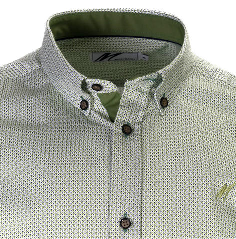 Mish Mash Button Down Small Print Shirt Sage Thumbnail 2