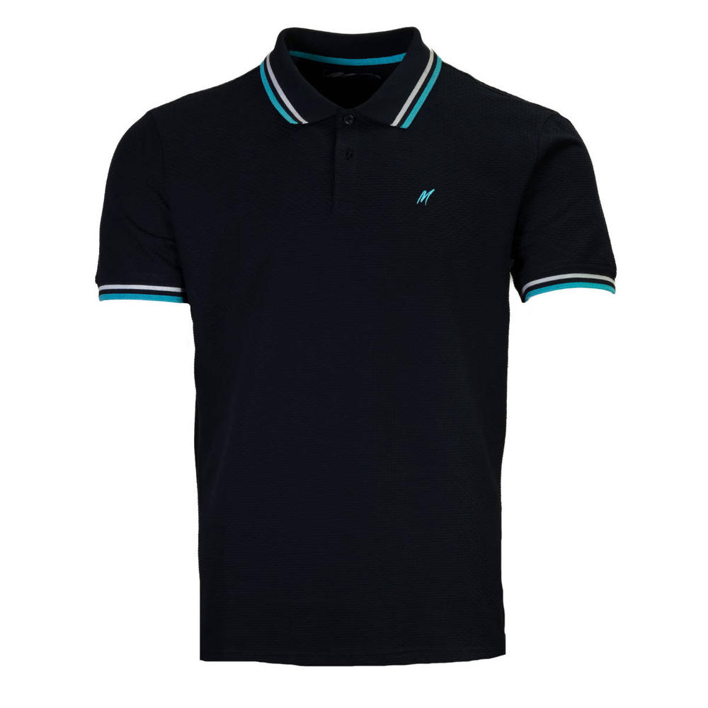 Mish Mash Basketweave Cotton Polo Shirt Navy