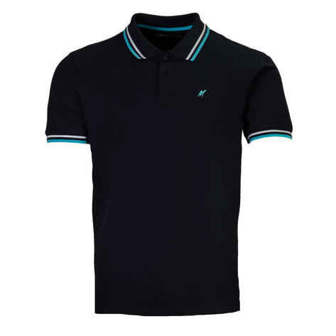 Mish Mash Basketweave Cotton Polo Shirt Navy Thumbnail 1